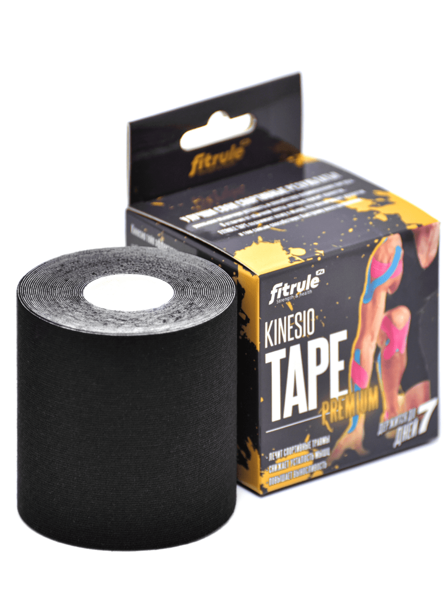 FitRule Кинезио Тейп Tape Premium 7,5 cм х 5 м (Черный)