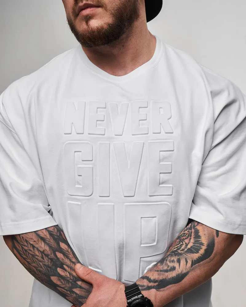 Master of Gains Футболка NEVER GIVE UP Белая