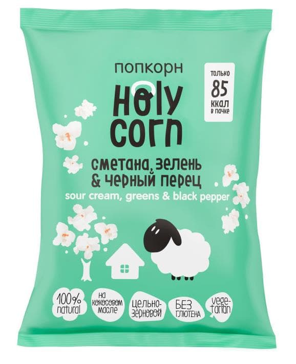 Holy Corn Кукуруза воздушная (попкорн) шт. (Сметана, зелень, черный перец)