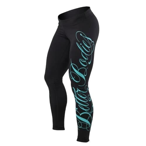 Лосины Better Bodies Womens logo ti, черные с голубым