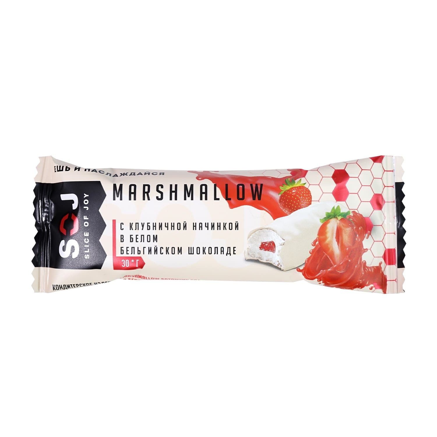 SOJ MARSHMALLOW батончик с клубничной начинкой в белом шоколаде 30g